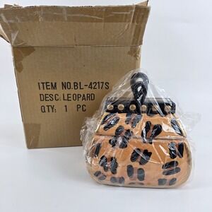 David's Cookies Jar Leapord Print Handbag Black Orange Cookie Jar #BL-4217s New